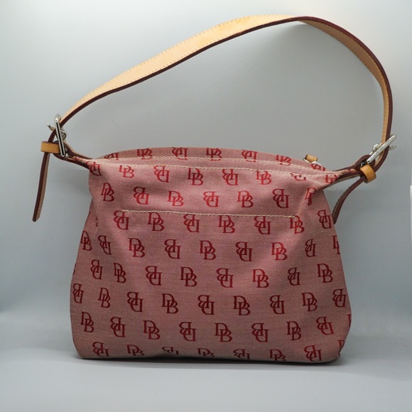 Dooney & Bourke Red Small Hobo Bag Purse DB Initial Design Light Leather Handle - Picture 6 of 9